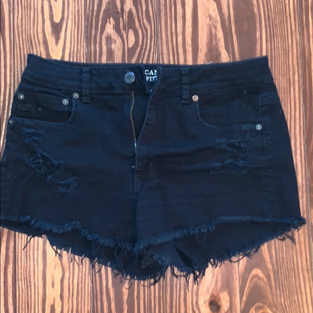 American Eagle black denim shorts